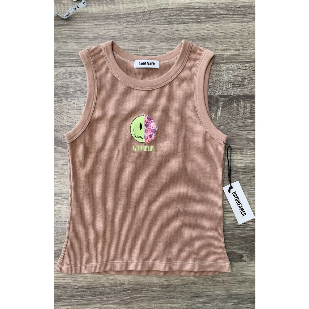 Daydreamer Anti Everything Shrunken Tank in Taupe
